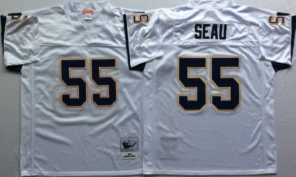 Men NFL Los Angeles Chargers #55 Seau white Mitchell Ness jerseys->los angeles chargers->NFL Jersey